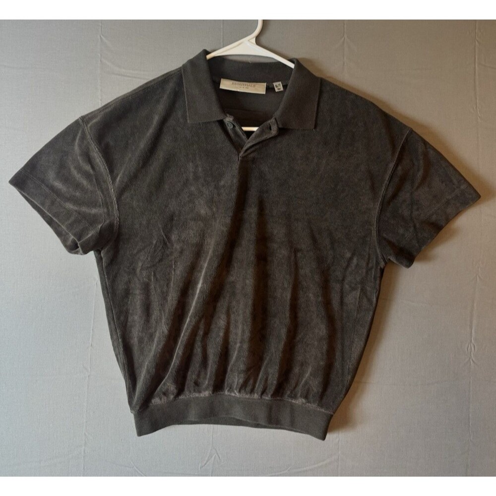Youth Fear Of God Essentials Top Dark Brown Velour Short Sleeve Size 6/7